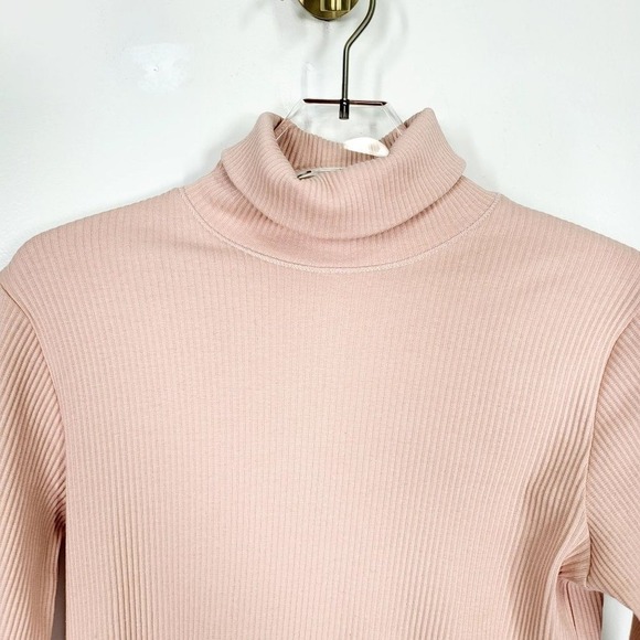 ZARA Roll Neck Sweater Girls 13 14 Light Pink Ribbed Knit Stretch Pullover - Picture 3 of 6